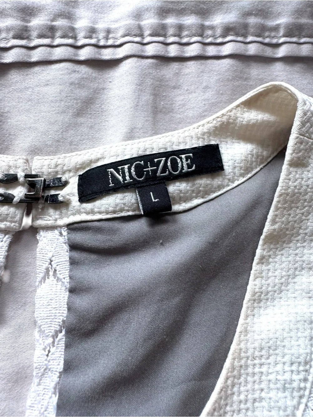 NIC+ZOE Girls White Sleeveless Lace-Overlay Nightgown